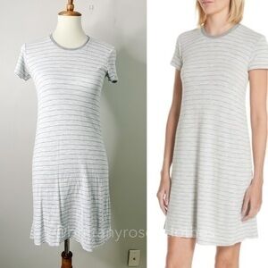 ATM ANTHONY THOMAS MELILO Soft Modal Cotton Gray Striped T Shirt Dress